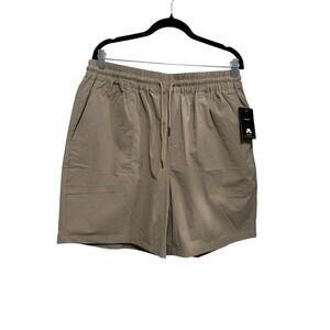 Winston Box Mens Shorts 46 Tan Elastic Waist Drawstring Chino Casual NWT